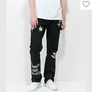 Dript Denim Carpenter Jeans Black 34 Protect Peace Graphic Streetwear